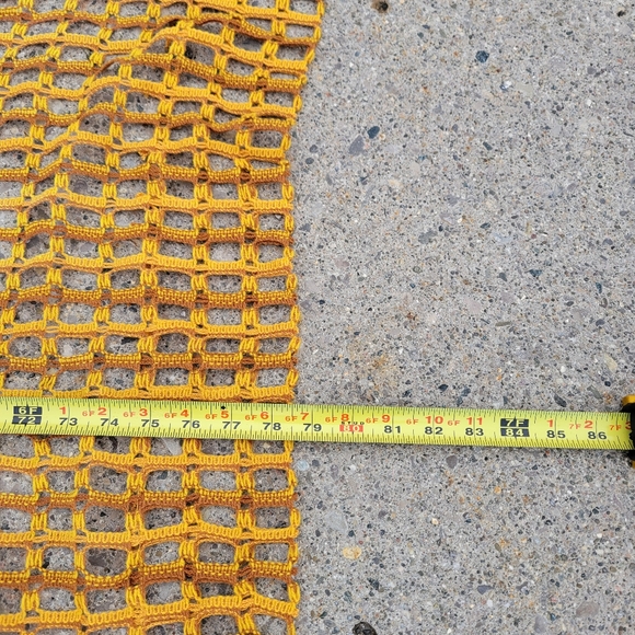 Vintage antique lace mcm curtains set of 2 - 79"x 48" gold yellow mesh lace - Picture 7 of 7